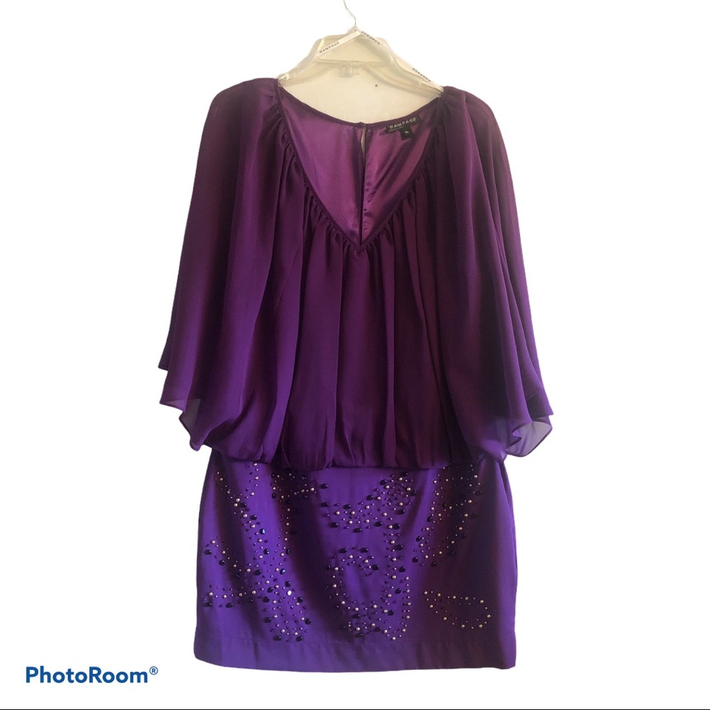 - Purple semi- formal beaded bottom dress great holiday dress